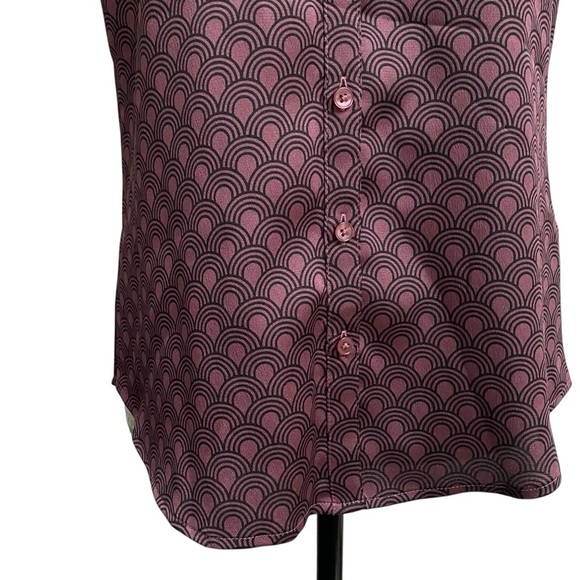 Express Brown Black Geometric Sleeveless Button Front Blouse XS - Picture 3 of 11